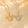 Women's Titanium Steel Doublelayer Clavicle Chain Necklace With Mouse Zircon Pendant Geometric Style Electroplated