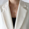Women's 316L Stainless Steel Drop Shape Pendant Sliding Tassel Necklace Electroplated 18K Gold