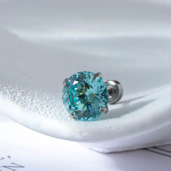 Women's Titanium Steel Ear Nail With Geometric Zircon And Zirconia Processing