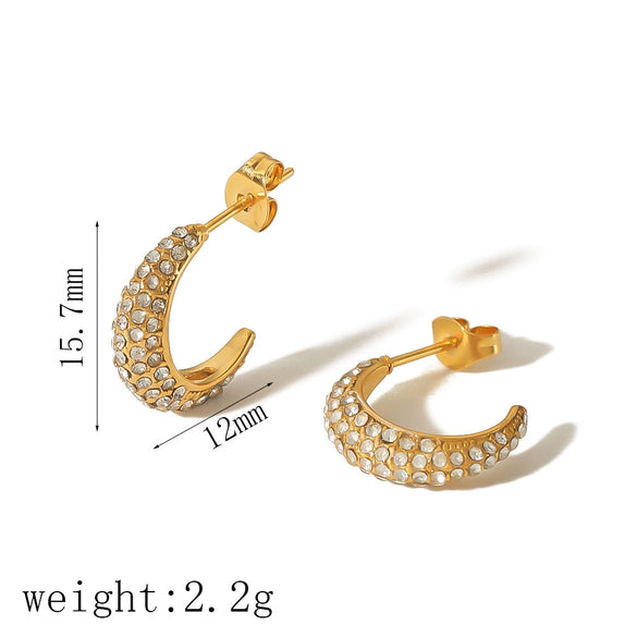 Women's Titanium Steel Earrings With Diamond And Ushape Geometric Design Light Luxury Style