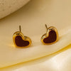 Women's Titanium Steel Earrings With Heart Shape Bow Tie Geometric Pattern And Electroplating