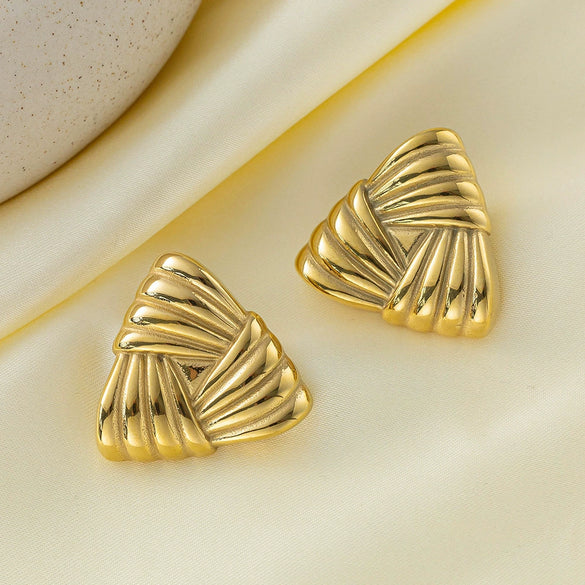 Women's Titanium Steel Earrings With Heart Shape Bow Tie Geometric Pattern And Electroplating