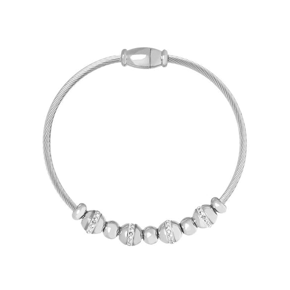 Women's 316L Stainless Steel Electroplated Heart And Geometric Pendant Bracelet New Retro Style