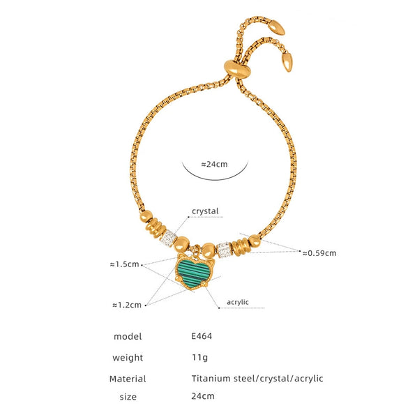 Women's 316L Stainless Steel Electroplated Heart And Geometric Pendant Bracelet New Retro Style