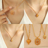 Women's 316L Stainless Steel Electroplated Oval Hollow Clavicle Chain With Coloured Glaze Heart And Flower Pendant Sweet Style