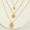 Women's 316L Stainless Steel Electroplated Oval Hollow Clavicle Chain With Coloured Glaze Heart And Flower Pendant Sweet Style