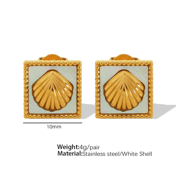 Women's 316L Stainless Steel Fanshaped And Dropshaped Retro Earrings With Electroplating Treatment Simple Style