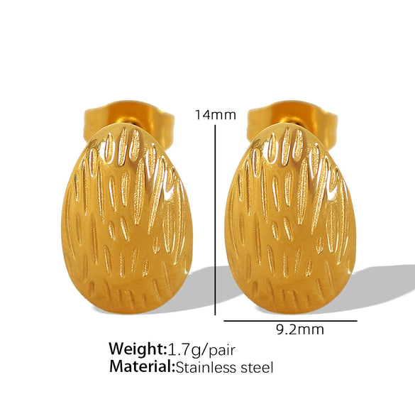 Women's 316L Stainless Steel Fanshaped And Dropshaped Retro Earrings With Electroplating Treatment Simple Style