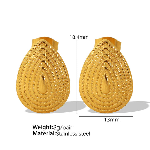 Women's 316L Stainless Steel Fanshaped And Dropshaped Retro Earrings With Electroplating Treatment Simple Style