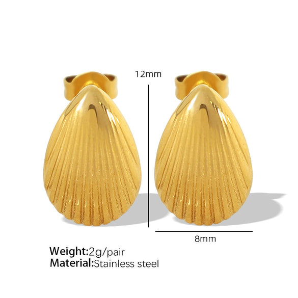 Women's 316L Stainless Steel Fanshaped And Dropshaped Retro Earrings With Electroplating Treatment Simple Style