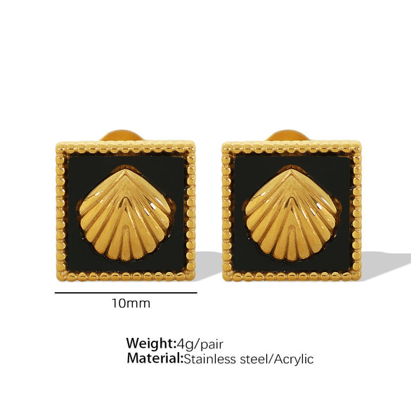 Women's 316L Stainless Steel Fanshaped And Dropshaped Retro Earrings With Electroplating Treatment Simple Style