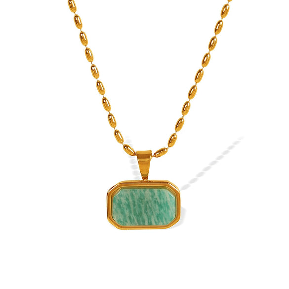 Women's 316L Stainless Steel Fashion Ite Natural Stone Necklace With Electroplating