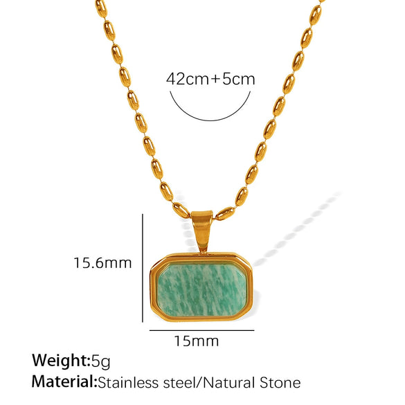 Women's 316L Stainless Steel Fashion Ite Natural Stone Necklace With Electroplating
