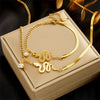 Women's Titanium Steel Fashion Light Luxury Snake Shape Pendant Jewelry Set Gold Plated