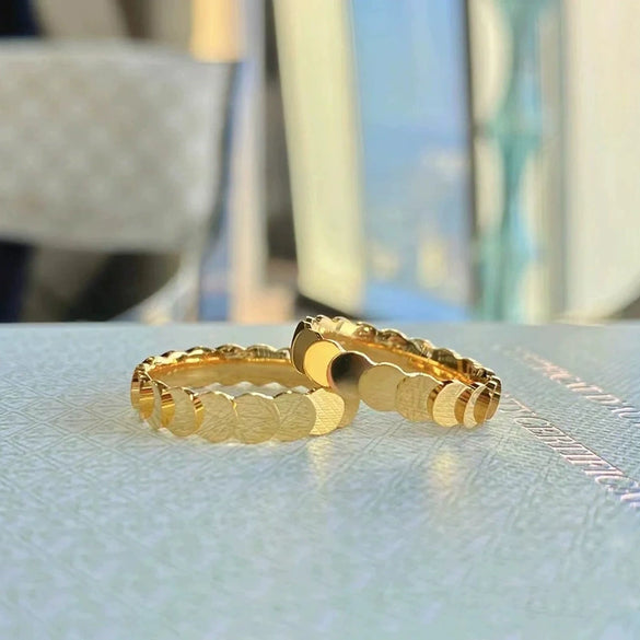 Women's Titanium Steel Fish Scale Ring With Wave Pattern And Electroplated Design Fashion Sparkling Jewelry