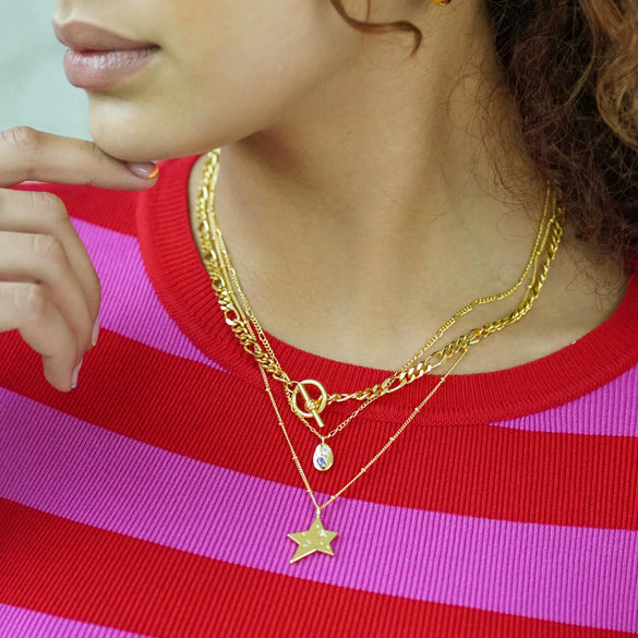 Women's Titanium Steel Fivepointed Star Geometric Personality Clavicle Necklace With Furnace Vacuum Electroplating
