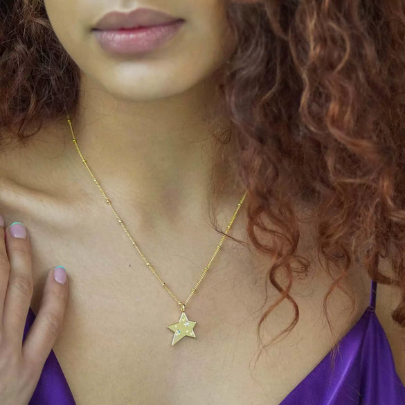 Women's Titanium Steel Fivepointed Star Geometric Personality Clavicle Necklace With Furnace Vacuum Electroplating