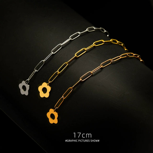 Women's 316L Stainless Steel Flower Joker Bracelet 18K Gold Plated