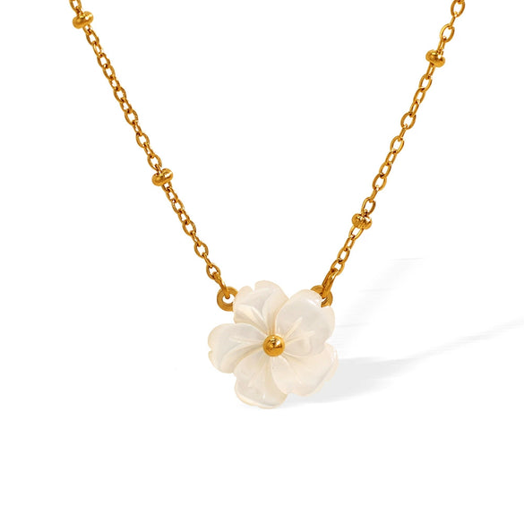 Women's 316L Stainless Steel Flower Necklace Light Luxury Ins Style Electroplated