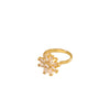 Women's Titanium Steel Flower Ring With Real Gold Plating And Enhanced Color Retention Versatile Design Simple And Adjustable