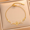Women’s Titanium Steel Four Leaf Clover Bracelet With Rhombus Pattern And 18K Gold Plated Brass Hardware Vintage Style