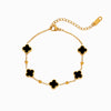 Women's Titanium Steel Four Leaf Clover Flower Pendant Necklace With Real Gold Plating And Geometric Floral Charm