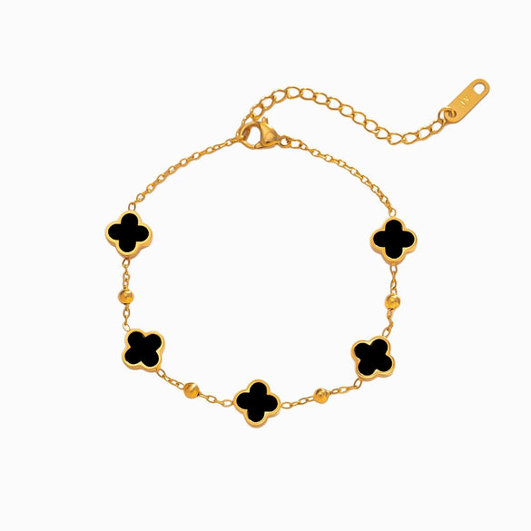 Women's Titanium Steel Four Leaf Clover Flower Pendant Necklace With Real Gold Plating And Geometric Floral Charm