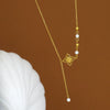 Women's Titanium Steel Fourleaf Clover Flower Tassel Necklace With Electroplating And O Word Chain