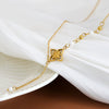 Women's Titanium Steel Fourleaf Clover Flower Tassel Necklace With Electroplating And O Word Chain