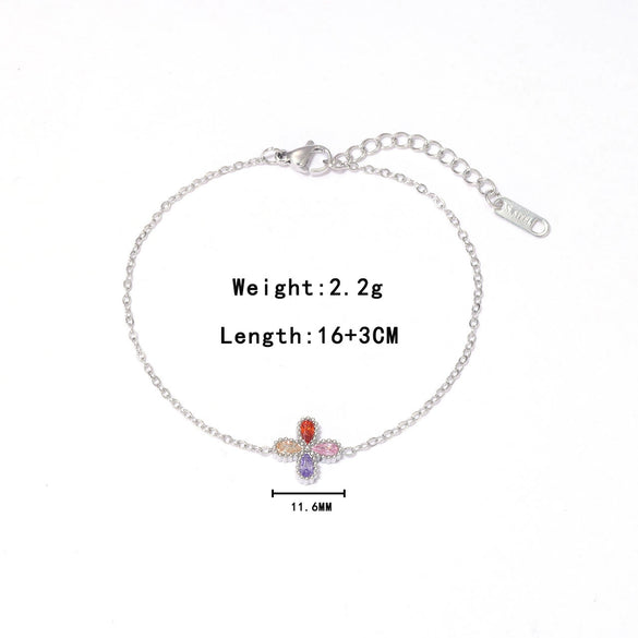 Women's Titanium Steel Fourleaf Clover Geometric Light Luxury Exquisite Electroplated Bracelet Jewelry