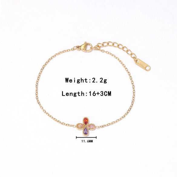 Women's Titanium Steel Fourleaf Clover Geometric Light Luxury Exquisite Electroplated Bracelet Jewelry