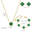 Women's Titanium Steel Fourleaf Clover Necklace Bracelet Earrings Threepiece Set With Mixed Gemstone Inlay And Vacuum Furnace Electroplating Geometric Letters Numbers Text Pattern