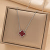 Women's Titanium Steel Fourleaf Clover Necklace Bracelet Earrings Threepiece Set With Mixed Gemstone Inlay And Vacuum Furnace Electroplating Geometric Letters Numbers Text Pattern