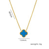 Women's Titanium Steel Fourleaf Clover Necklace Bracelet Earrings Threepiece Set With Mixed Gemstone Inlay And Vacuum Furnace Electroplating Geometric Letters Numbers Text Pattern