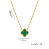 Women's Titanium Steel Fourleaf Clover Necklace Bracelet Earrings Threepiece Set With Mixed Gemstone Inlay And Vacuum Furnace Electroplating Geometric Letters Numbers Text Pattern