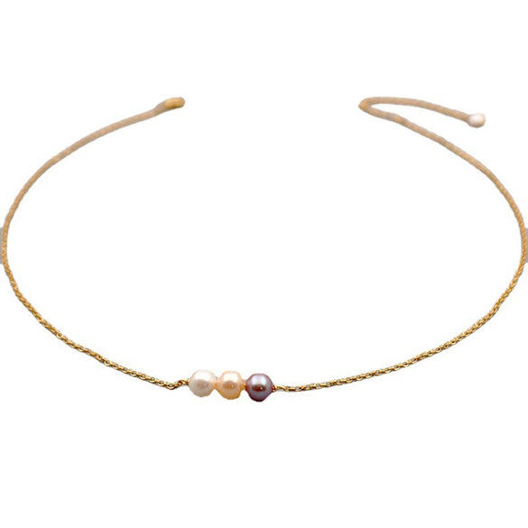 Women's Titanium Steel Freshwater Pearl Clavicle Chain With Geometric Style And Pearl Setting