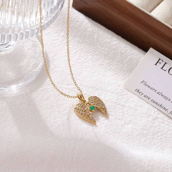 Women's Titanium Steel Geometric Angel Wings Necklace With Electroplating