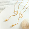 Women's 316L Stainless Steel Geometric Ball Tassel Plated Gold Personality Jewelry Winter Sweater Chain