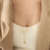 Women's 316L Stainless Steel Geometric Ball Tassel Plated Gold Personality Jewelry Winter Sweater Chain