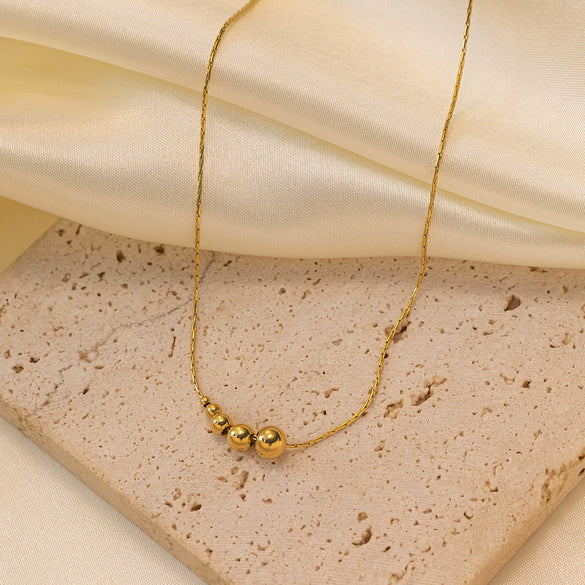 Women's Titanium Steel Geometric Bead Necklace With Electroplating And Bamboo Chain Style Ins Niche Design