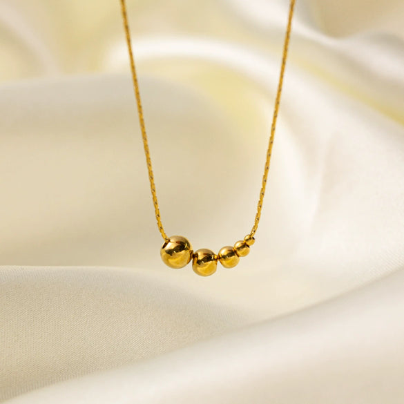Women's Titanium Steel Geometric Bead Necklace With Electroplating And Bamboo Chain Style Ins Niche Design