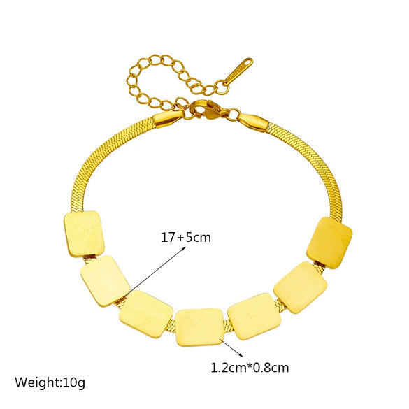 Women's Titanium Steel Geometric Blade Chain Square Bracelet With Electroplating