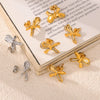 Women's 316L Stainless Steel Geometric Bow Style Earrings With Electroplating Design