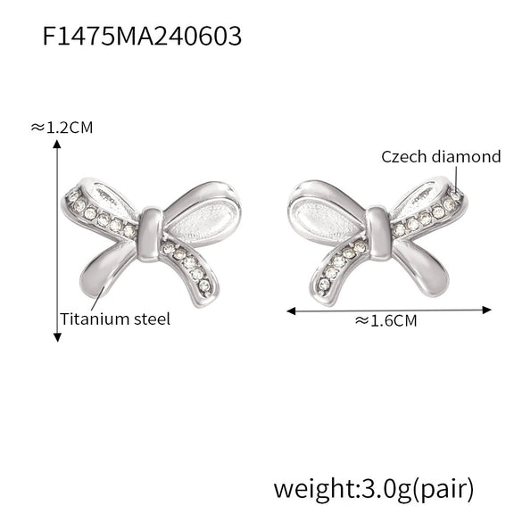 Women's 316L Stainless Steel Geometric Bow Style Earrings With Electroplating Design