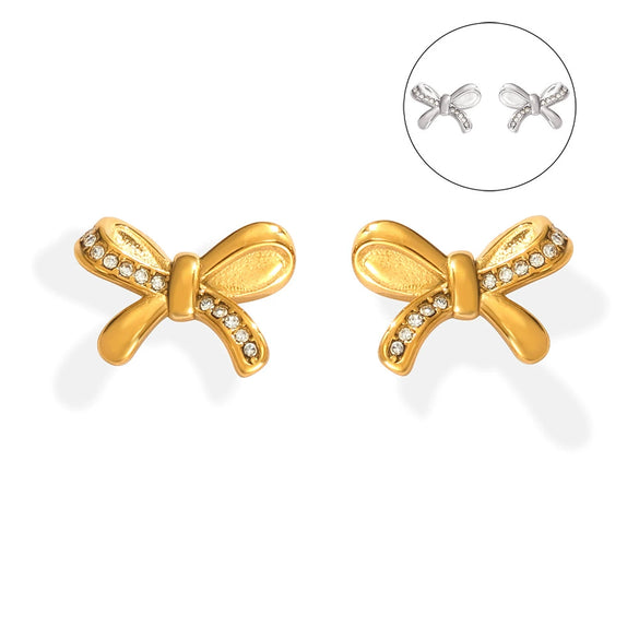 Women's 316L Stainless Steel Geometric Bow Style Earrings With Electroplating Design