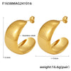 Women's 316L Stainless Steel Geometric C Shaped Light Luxury Wide Glaze Exaggerated Earrings Pvd Color Retaining Electroplated