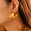Women's 316L Stainless Steel Geometric C Shaped Light Luxury Wide Glaze Exaggerated Earrings Pvd Color Retaining Electroplated