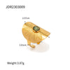 Women's Titanium Steel Geometric Carved Turquoise Vintage Exaggerated Widefaced Ring Electroplated