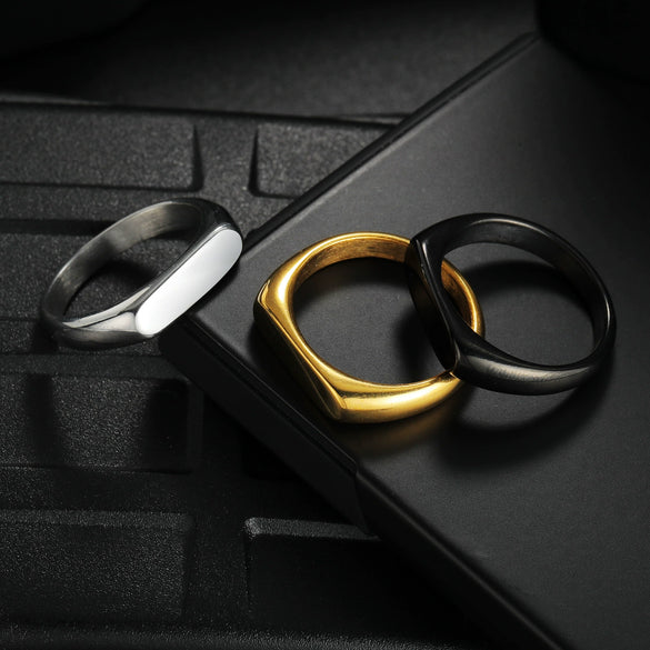 Women's Titanium Steel Geometric Casting Electroplated Ring Minimalist Style