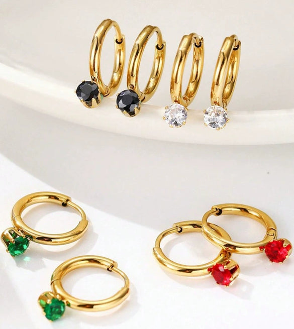 Women's Titanium Steel Geometric Clover Ear Studs Earrings With Electroplating